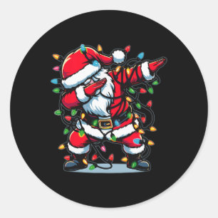 Christmas Dabbing Santa Family Outfit Pajama Match Classic Round Sticker