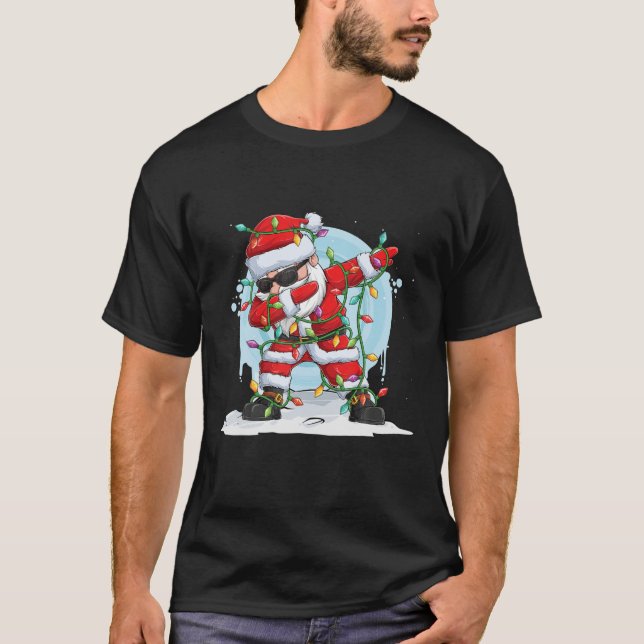 Christmas Dabbing Santa Funny Outfit Design T-Shirt (Front)