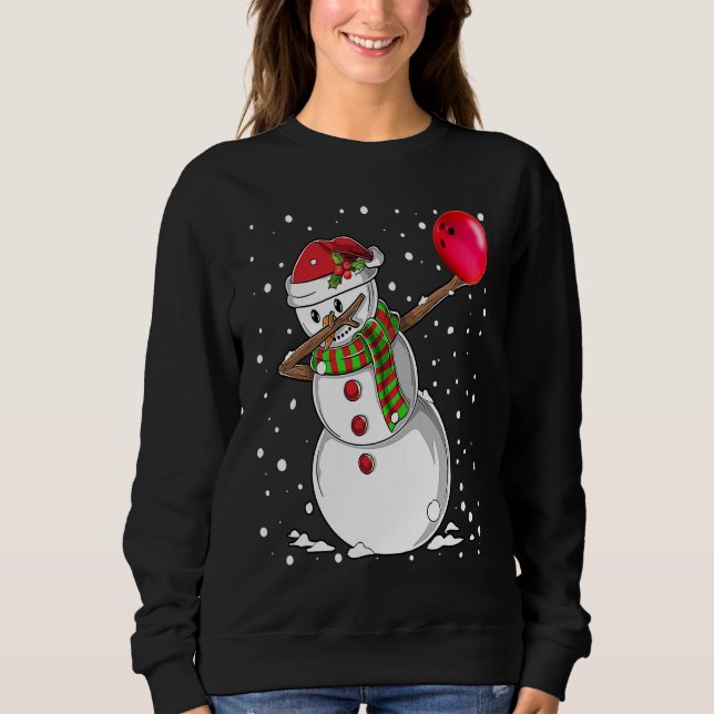 Christmas Dabbing Snowman Bowling Boys Kids Xmas S Sweatshirt (Front)
