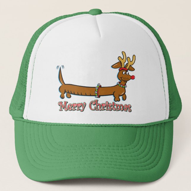 Christmas Dachshind Trucker Hat (Front)