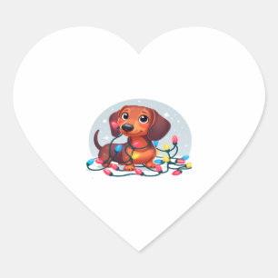 Christmas Dachshund 1 Heart Sticker