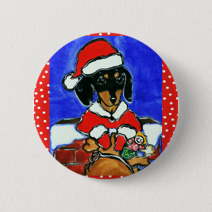 Christmas Dachshund 6 Cm Round Badge