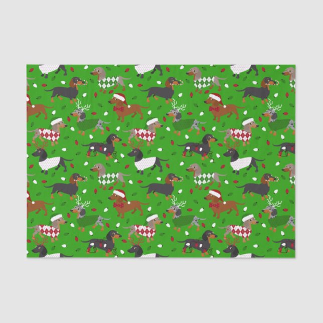 Christmas Dachshund All Coats Tissue Paper (Front)