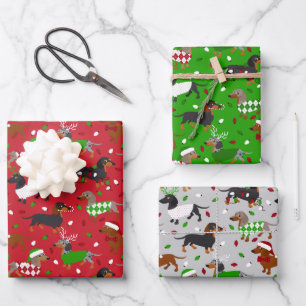 Christmas Dachshund All Coats Wrapping Paper Sheet