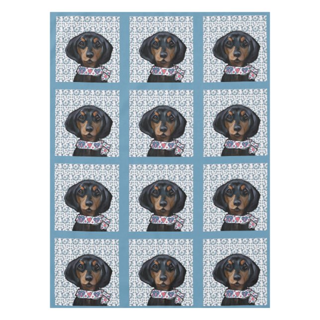 Christmas Dachshund Art     Tablecloth (Front)