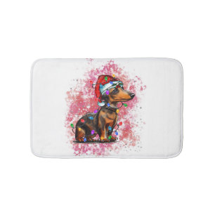 Christmas dachshund bath mat