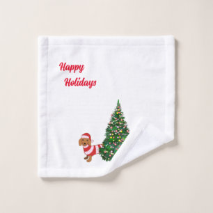 Christmas Dachshund Bathroom Towel Set