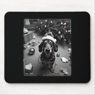 Christmas Dachshund Caught On Camera Mouse Pad