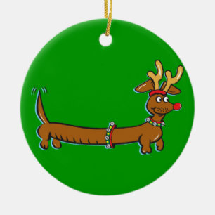 Christmas Dachshund Ceramic Tree Decoration