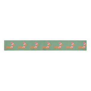 Christmas Dachshund Dog Green Grosgrain Ribbon