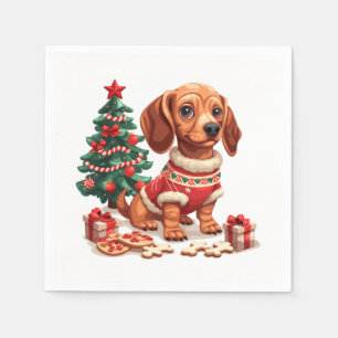 Christmas Dachshund Dog Holiday Cookies Napkin