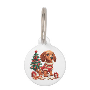 Christmas Dachshund Dog Holiday Cookies Pet Tag