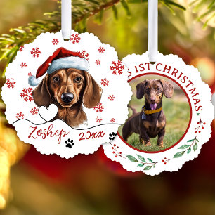 Christmas Dachshund Dog Personalised Tree Decoration Card