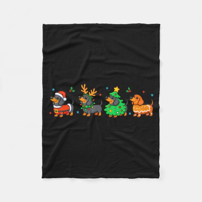 Christmas Dachshund Dog Weenie Merry Woofmas Dog M Fleece Blanket (Front)