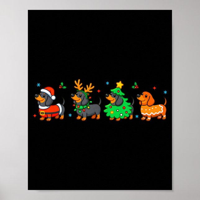 Christmas Dachshund Dog Weenie Merry Woofmas Dog M Poster (Front)