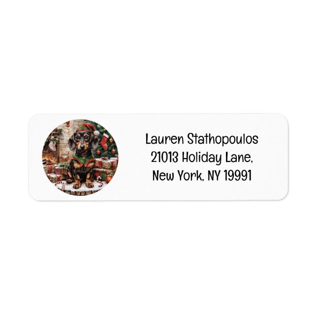 Christmas Dachshund Dogs Elf Return Address Label (Front)