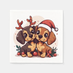 Christmas Dachshund Dogs Napkin
