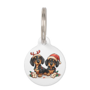 Christmas Dachshund Dogs Pet Tag