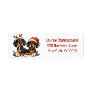 Christmas Dachshund Dogs Return Address Label