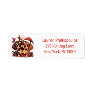 Christmas Dachshund Dogs Return Address Label