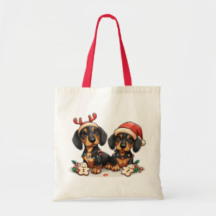 Christmas Dachshund Dogs Tote Bag