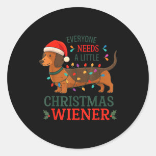 Christmas Dachshund Everyone Need Weiner Dog Pajam Classic Round Sticker