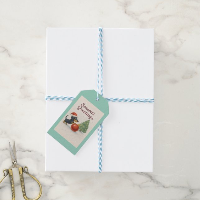 Christmas Dachshund  Gift Tags (With Twine)