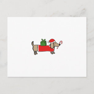 Christmas dachshund holiday postcard
