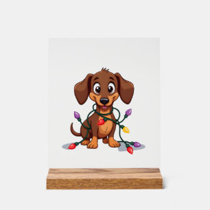 Christmas Dachshund Lights (2) Acrylic Sign