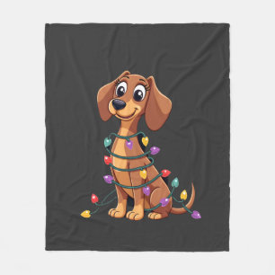 Christmas Dachshund Lights (2) Fleece Blanket