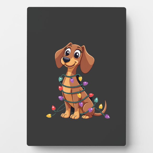 Christmas Dachshund Lights (2) Plaque (Front)