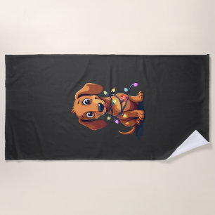 Christmas Dachshund Lights (3) Beach Towel