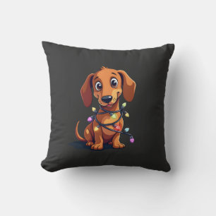 Christmas Dachshund Lights (3) Cushion
