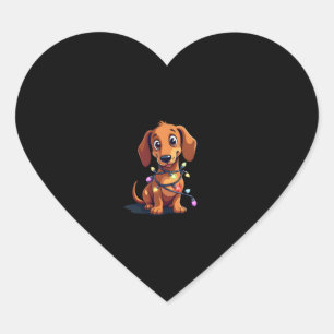 Christmas Dachshund Lights (3) Heart Sticker