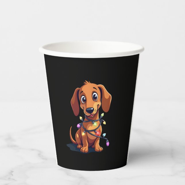 Christmas Dachshund Lights (3) Paper Cups (Front)