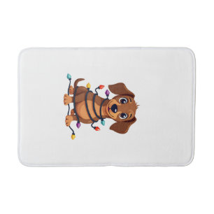 Christmas Dachshund Lights Bath Mat