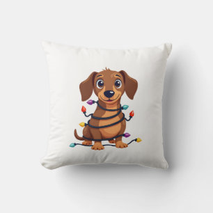 Christmas Dachshund Lights Cushion