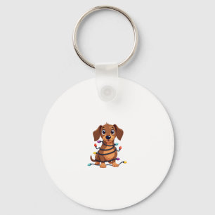 Christmas Dachshund Lights Key Ring