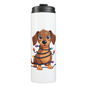Christmas Dachshund Lights Thermal Tumbler