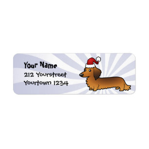 Christmas Dachshund (longhair) Return Address Label