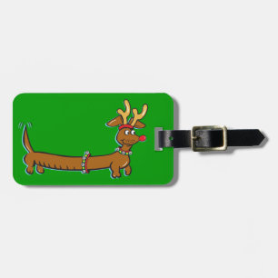 Christmas Dachshund Luggage Tag