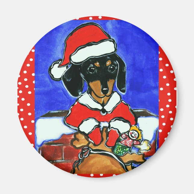 Christmas Dachshund Magnet (Front)