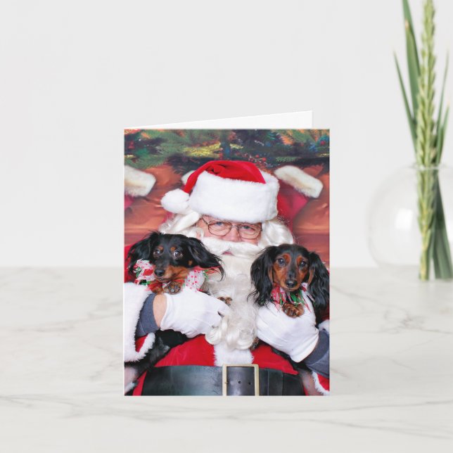 Christmas - Dachshund - Mickey & Madilyn Holiday Card (Front)