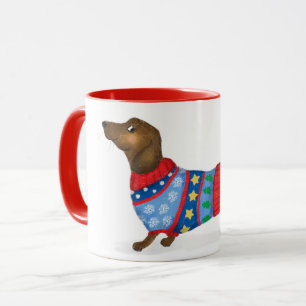 Christmas dachshund mug