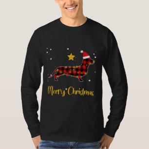 Christmas Dachshund Red Plaid Dog Lover Pajama T-Shirt