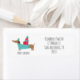 Christmas Dachshund Return Address  Label