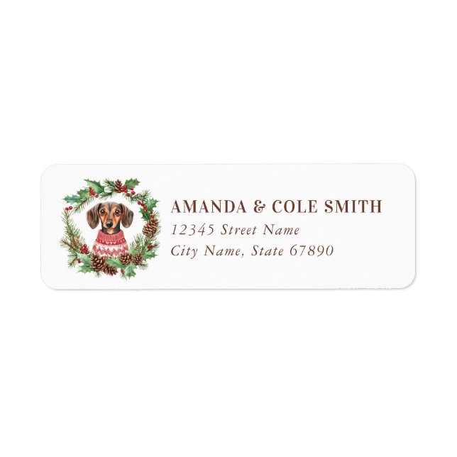 Christmas Dachshund Return Address Labels (Front)