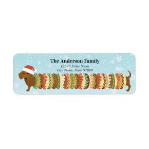 Christmas Dachshund Return Address Labels