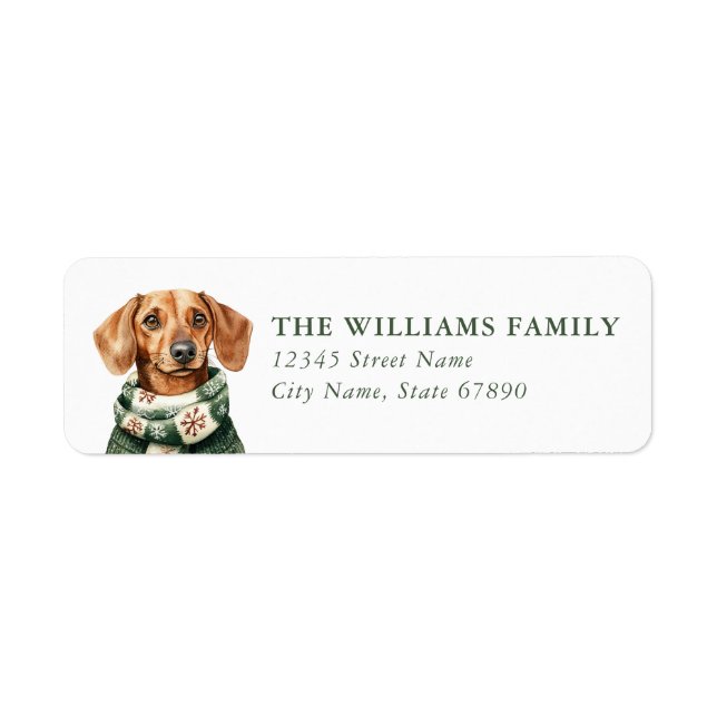 Christmas Dachshund Return Address Labels (Front)