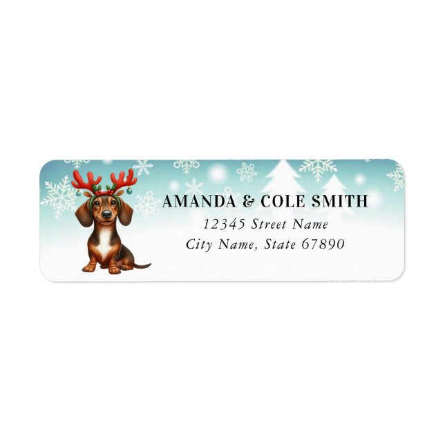 Christmas Dachshund Return Address Labels (Front)